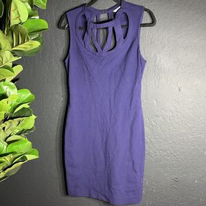 Diane Von Furstenberg Dress Size 8 Amy Blue Midi‎ Sheath Cut Out Neckline Zip